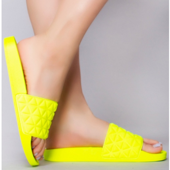 Neon Yellow Neoprene Slides - Picture 5 of 8